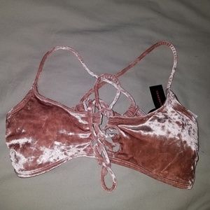 FUZZY Pink Lace-Up Rave top